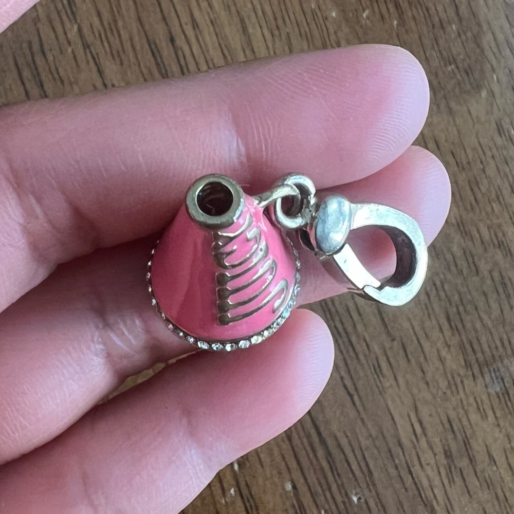 Retired Juicy Couture Pink Cheer Megaphone Gold-Toned Charm Bracelet - Picture 6 of 7